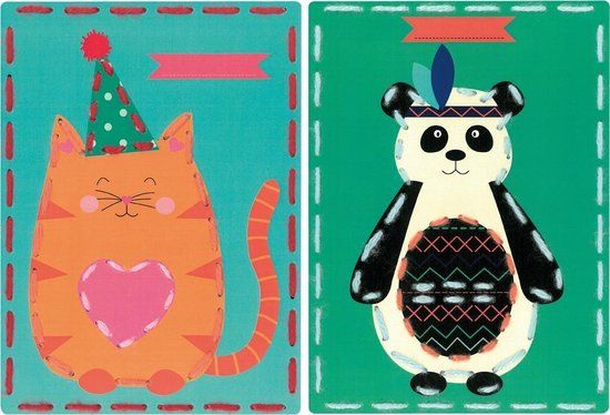 Vervaco Borduurkaart kit - Poes en panda set van 2 - PN-0157040