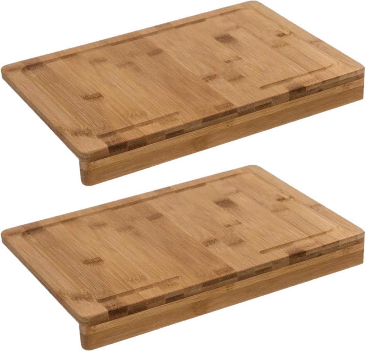 5five 2x Stuks snijplank met stoprand 35 x 24 cm van bamboe hout - Broodplank