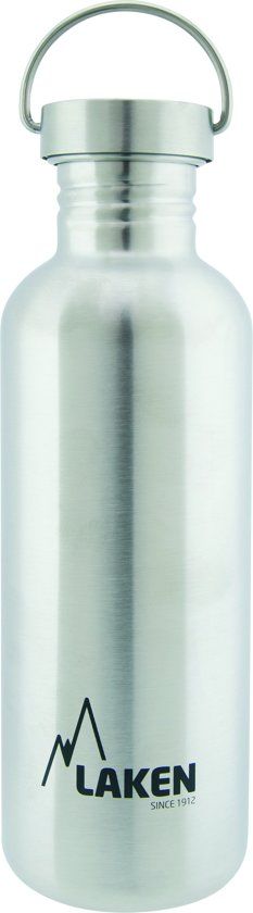 Laken RVS fles 1000ml Basic Steel Bottle - RVS dop