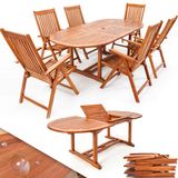 Casaria Tuinset Vanamo 7-delig – Verstelbaar & Inklapbaar – Eucalyptushout