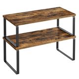 SONGMICS Étagère à épices, set de 4 organisateurs de cuisine, extensible, empilable | Étagère de cuisine, organisateur de placard, petite étagère, métal et bois, collection BYSTRO KCS022X01