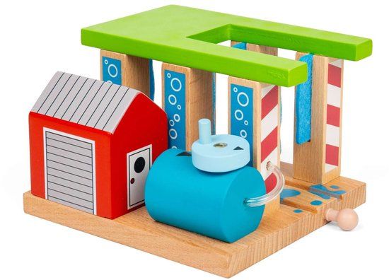 Bigjigs houten rails wasstraat voor treinen