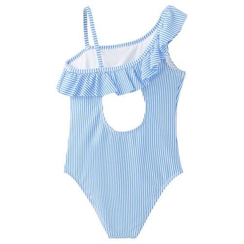 Mango Kids one shoulder badpak blauw/wit