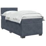 vidaXL Boxspringbed met matras en LED-verlichting, donkergrijs, 90 x 190 cm, fluweel