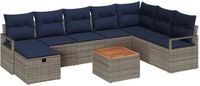 vidaXL - Tuinbank - Set - 9 - st - Grijs - poly - rattan