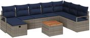 vidaXL - Tuinbank - Set - 9 - st - Grijs - poly - rattan