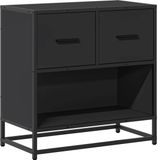 vidaXL Nachtkastje 60x31x60 cm bewerkt hout en metaal zwart