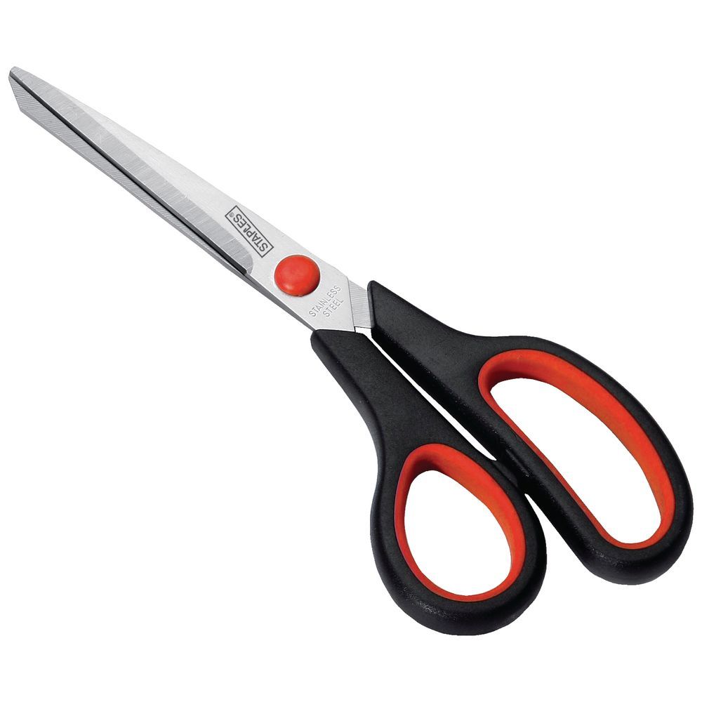 Staples Kantoorschaar - linkshandig - 20 cm - zwart/rood