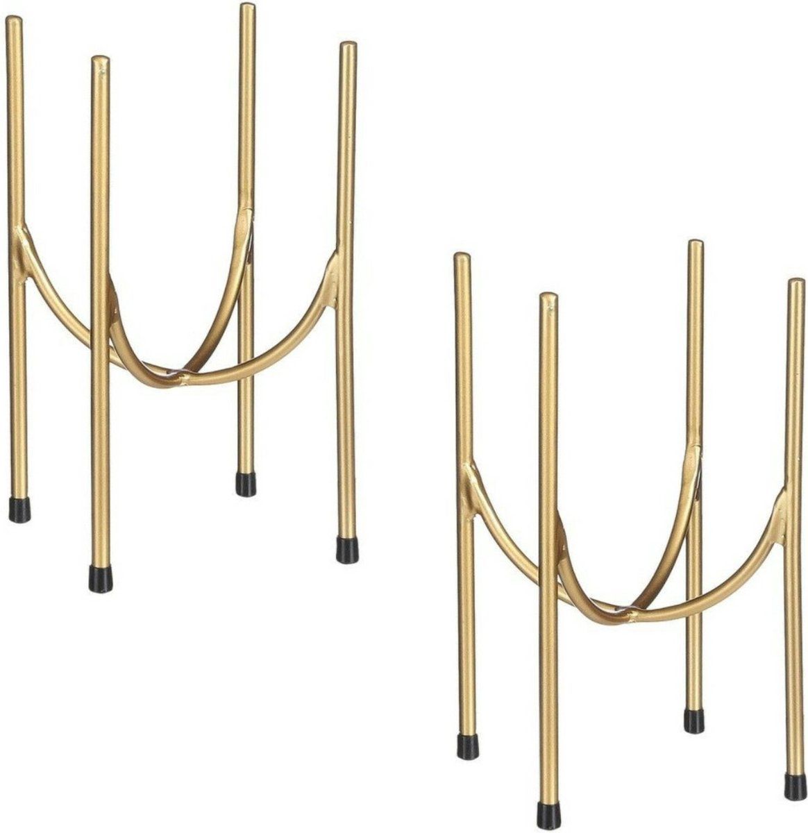 Mica Decorations - bloempot plantenstandaard/verhoger - goud - 2x stuks - H32 x D21 cm