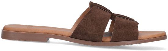 Manfield Dames Bruine Suède Slippers Maat 42