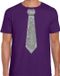 Bellatio Decorations Verkleed shirt heren - stropdas glitter zilver - paars - carnaval - foute party M