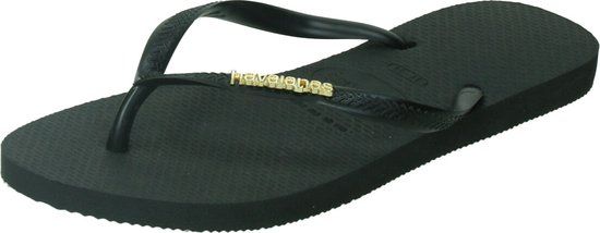 Havaianas Slim Logo Metallic Teenslippers Dames Zwart/Goud Maat 39/40 - 2024