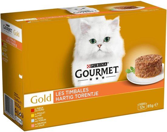 Gourmet Gold Hartig Torentje Rund, Kip, Tonijn, Zalm 12x85g