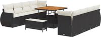 vidaXL Tuinbank Set 11-delig Zwart Polywood