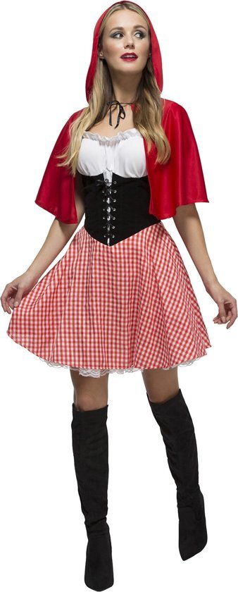 Generik Sexy Roodkapje jurkje met rode cape - Sprookjesverkleedkleding dames maat 36-38 (S)