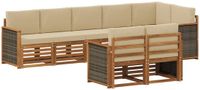 vidaXL Acacia Hout Bank Loungeset 7-delig Natuurlijk en Beige