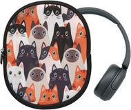 kwmobile hoes geschikt voor Sony WH-CH520 / WH-CH510 / MDR-ZX110 - 21,5 x 16 cm - Beschermhoes voor headset in Katten design - Van neopreen - Met print