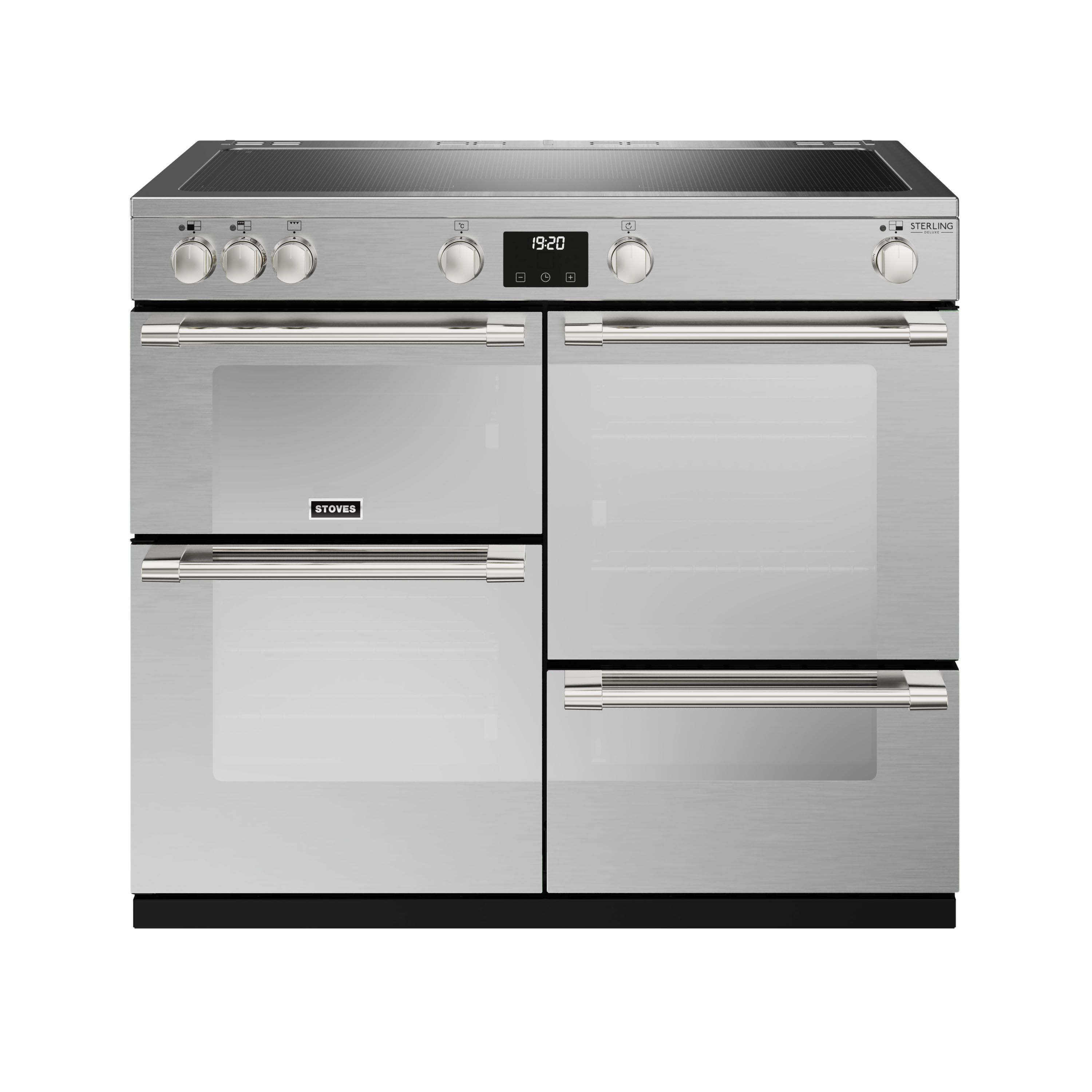 Stoves Range Cooker - Stainless Steel - Zoneless Induction Hob - 4 Ovens - LED Display