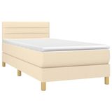 vidaXL Boxspring met matras stof crèmekleurig 100x200 cm