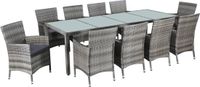 vidaXL 11-delige Tuinset met Kussens, Poly Rattan, Grijs