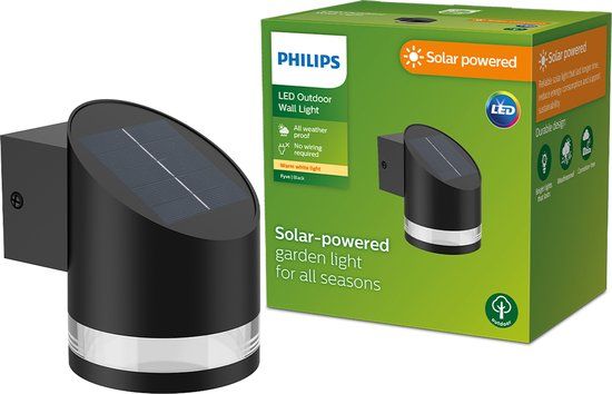 Philips LED Philips Fyve Solar Wandlamp - Zwart - LED - IP44 - Met Sensor