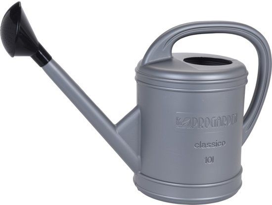 Garden Pro Grijze kunststof gieter met sproeikop/broeskop 10 liter - Tuinieren benodigdheden - Gieters