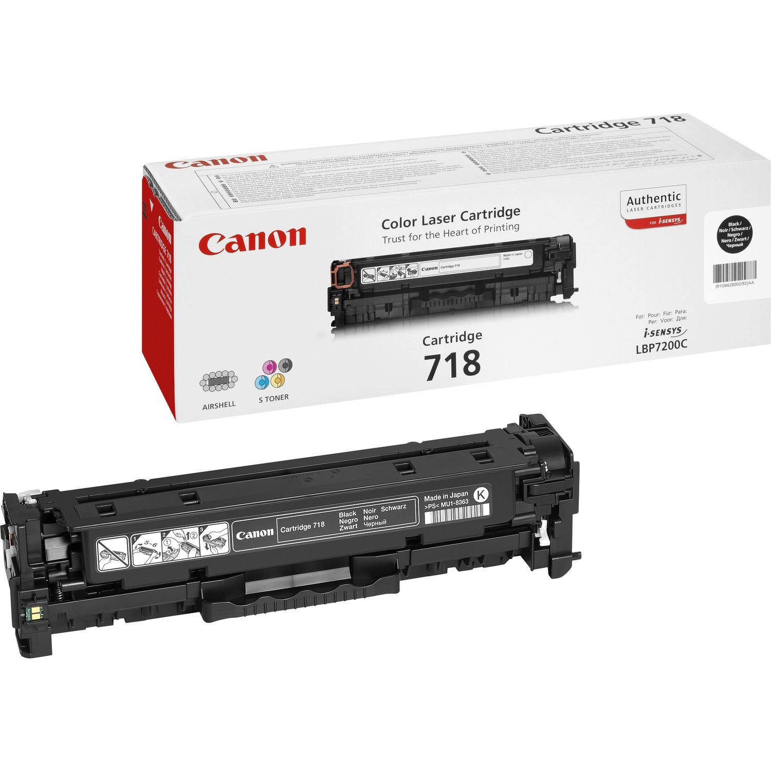 Canon CRG-718 Black Toner Cartridge - Original - 3400 Pages