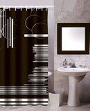 Spirella MSV douchegordijn plus 12 gordijnringen 180 x 200 cm | ZWART met WITTE GRAPHICS