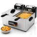 Sommertal DF3600 Friteuse met olie, 2 x 3 l, 3600 W, roestvrij staal