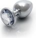 Shots - Ouch! OU798SIL - Round Gem Butt Plug - Large - Silver / Diamond