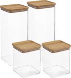 5Five - Pot de conservation alimentaire/cuisine set 4x pièces - plastique/bambou