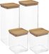 5Five - Pot de conservation alimentaire/cuisine set 4x pièces - plastique/bambou