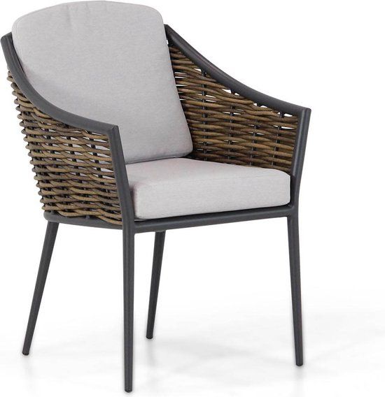 Coco Olivine/Palta 240 cm dining tuinset 7-delig grijs-antraciet wicker 6 zitplaatsen inclusief kussens