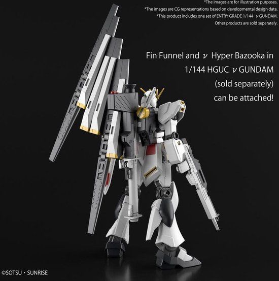 Gundam: Entry Grade Nu Gundam 1/144 Model Kit - Bandai Namco - Sciencefiction - Plastic - 15 cm