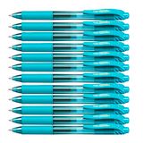 Pentel BL107-S3X Energel x Liquid Gel roller, 0,35 mm lijndikte, turquoise, 12 stuks met drukmechanisme