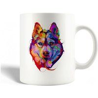 Keramische mok maniacase Abstract Wolf Hoofd Portret Wolf Glimlachende Woedende Wolf Van Schilderijen