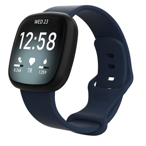 By Qubix Qubix - Sportbandje - Donkerblauw - Maat: M/L - Compatibel met Fitbit Versa 3 & 4 / Sense 1 & 2