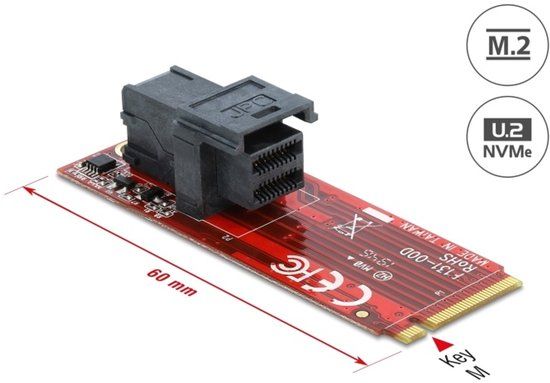 Delock 62721 – PCIe M.2 Uitbreidingskaart – PCIe 3.0 – 12 Gbit/s – Interne opslag uitbreiding – Zwart/Rood