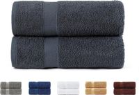 Todocama 2 grote badhanddoeken, 100% katoen, 550 g/m², extra zacht, absorberend en sneldrogend, afmeting 100 x 150 cm, donkergrijs