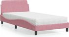 Maison Exclusive - Lit avec matelas « Dover » rose 100 x 200 cm, velours