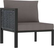 Canapé d'angle sectionnel avec accoudoir droit poly rotin anthracite