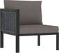 Canapé d'angle sectionnel avec accoudoir droit poly rotin anthracite