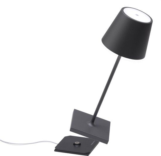 Zafferano Poldina Pro Mini Tafellamp - Oplaadbaar - Antraciet - Dimbare LED - 30cm