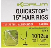 Korum Supersteel Allrounder Big Fish Quickstop Hair Rigs 4 Barbed (8 pcs) - Maat : Haak 8 - 0.30mm