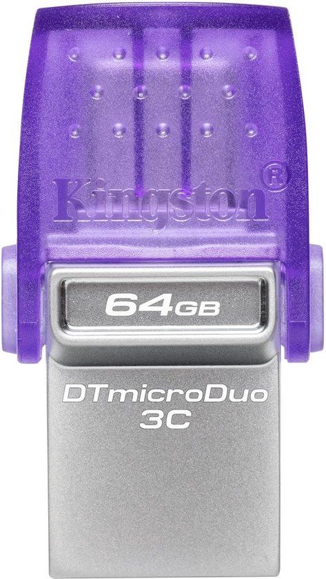 Kingston DataTraveler microDuo 3C USB-stick 64GB - RVS, Violet
