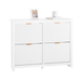 SoBuy FSR186-II-W Meuble à chaussures - Meuble de rangement étroit avec 4 abattants, compact et peu encombrant pour l'entrée et le salon - 104x23x82 cm - Blanc