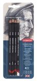 Derwent Houtskool Drawing Potloden, Set van 4, Licht, Medium, Donker en Getint Houtskool Wit, Professionele Kwaliteit, 39000