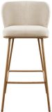 Vente-unique Set van 2 barkrukken van getextureerde stof en metaal met houteffect - Beige en Naturel - SENORASE