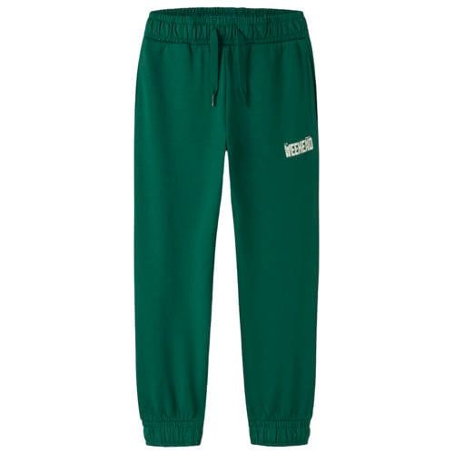 NAME IT KIDS regular fit joggingbroek met tekst - groen