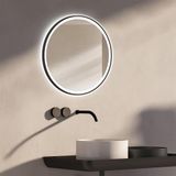 Talos Badkamerspiegel met verlichting, 60 cm, led neutraal wit, zwart ABS-frame, spatwaterdicht IP24